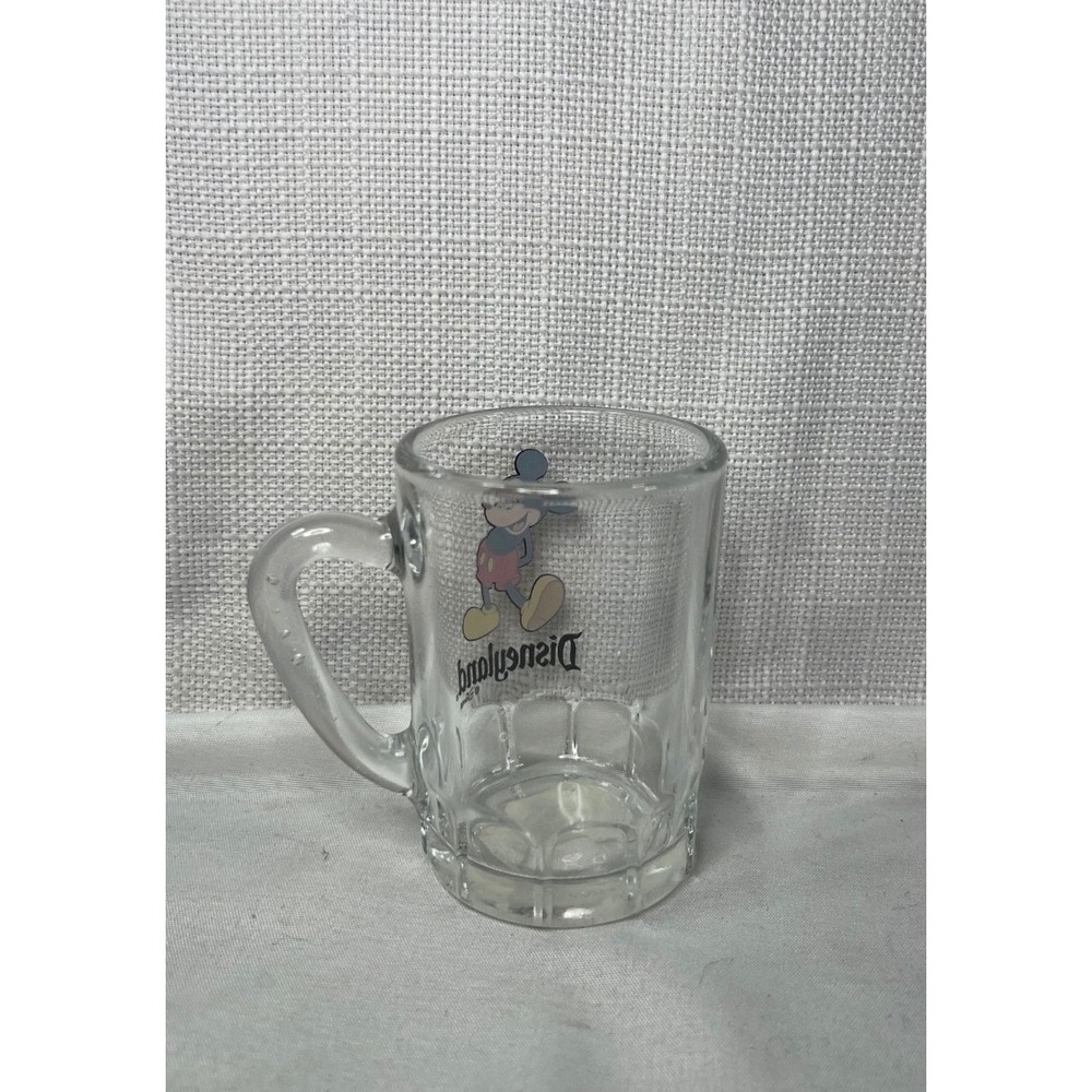 Vintage Disneyland Mickey Mouse Glass Mug Clear Beer Stein Souvenir 3.5 inch - Picture 3 of 7